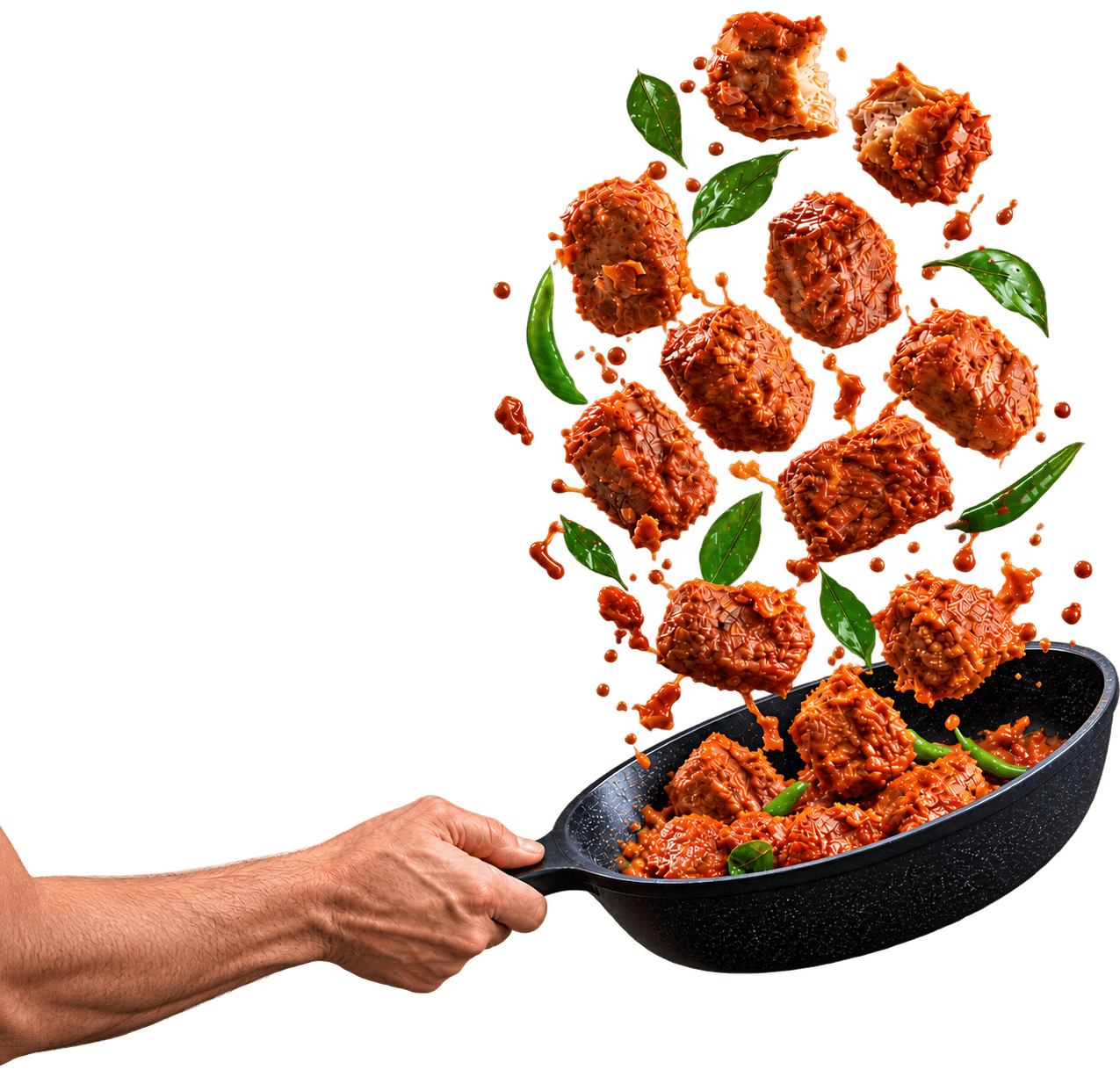 Saivai veg protein cooking in pan