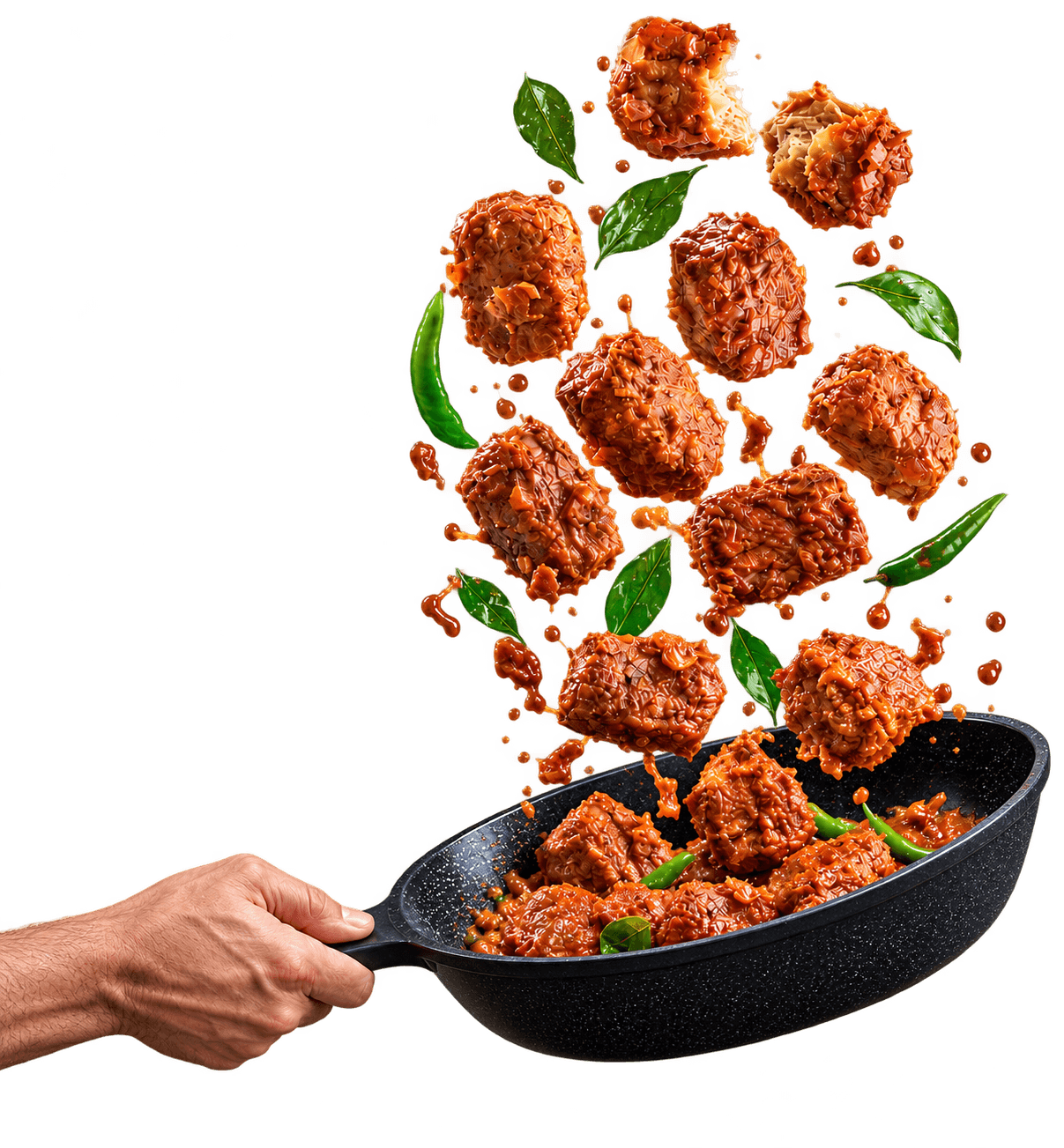 Saivai veg protein cooking in pan