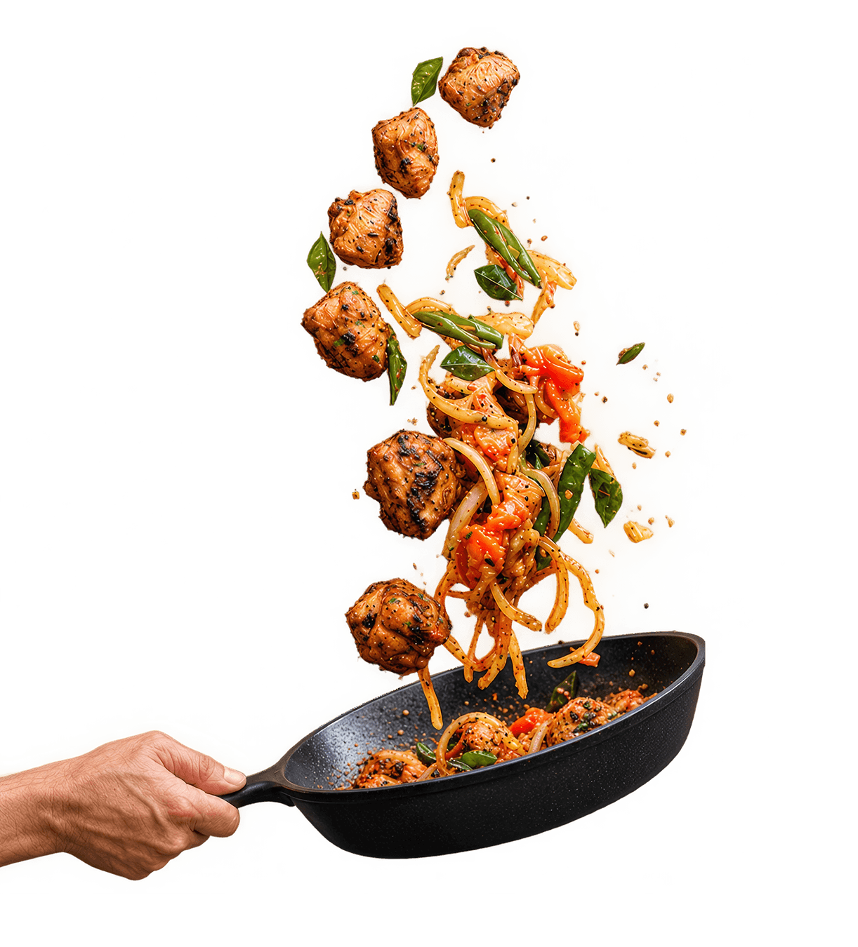 Saivai veg protein cooking in pan